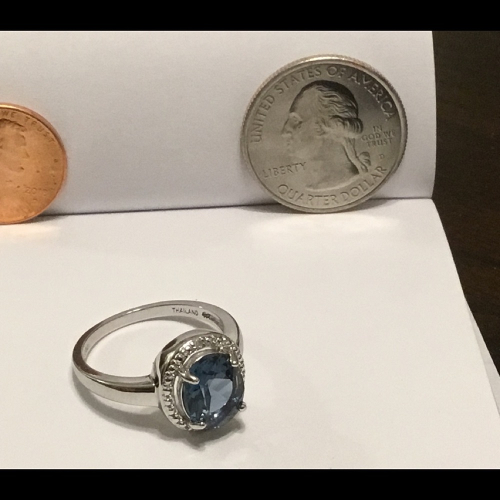 Dark Blue Topaz Silver 925 Ring